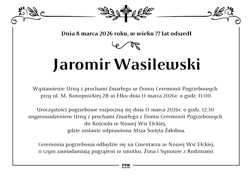 Jaromir Wasilewski - nekrolog